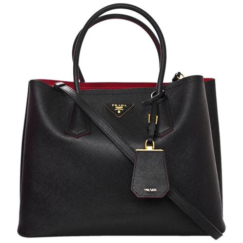 prada bag black with red lining|authentic Prada leather handbags.